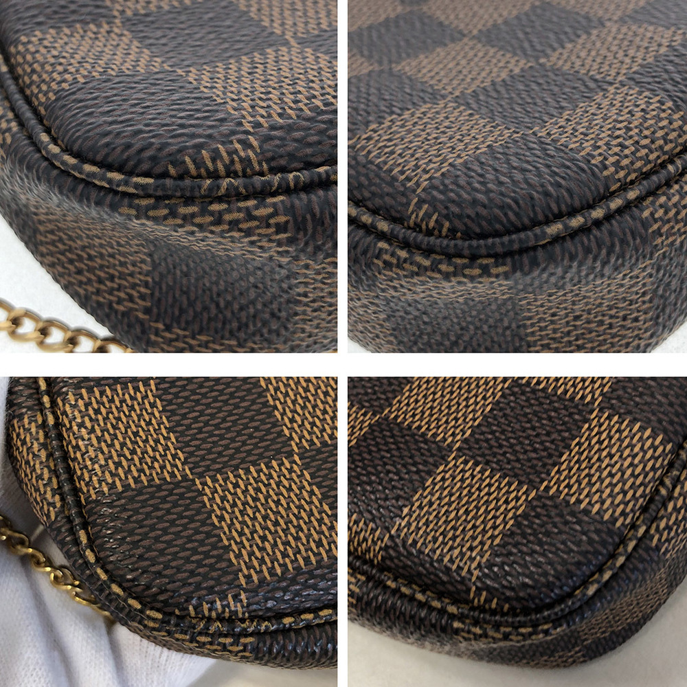 Louis Vuitton Mini Pochette Damier Ebene Chain Pouch Brown Handbag - Picture 7 of 7